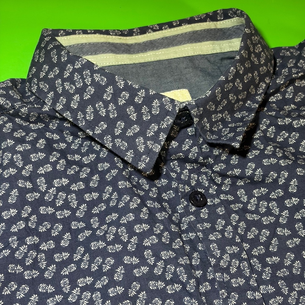 Steel & Jelly Button Up Shirt Mens M Blue White Floral AOP Short Sleeve Cotton